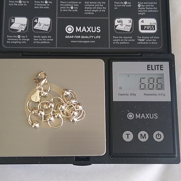 Vintage Italian Sterling Silver Link + Bead Bracelet, 7" - Picture 5 of 7